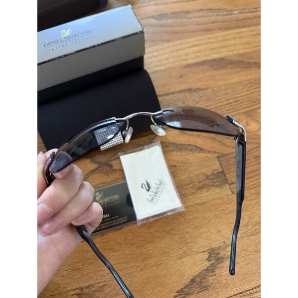 daniel swarovski 23kt gold plate sunglases s567 blue With Case And Box